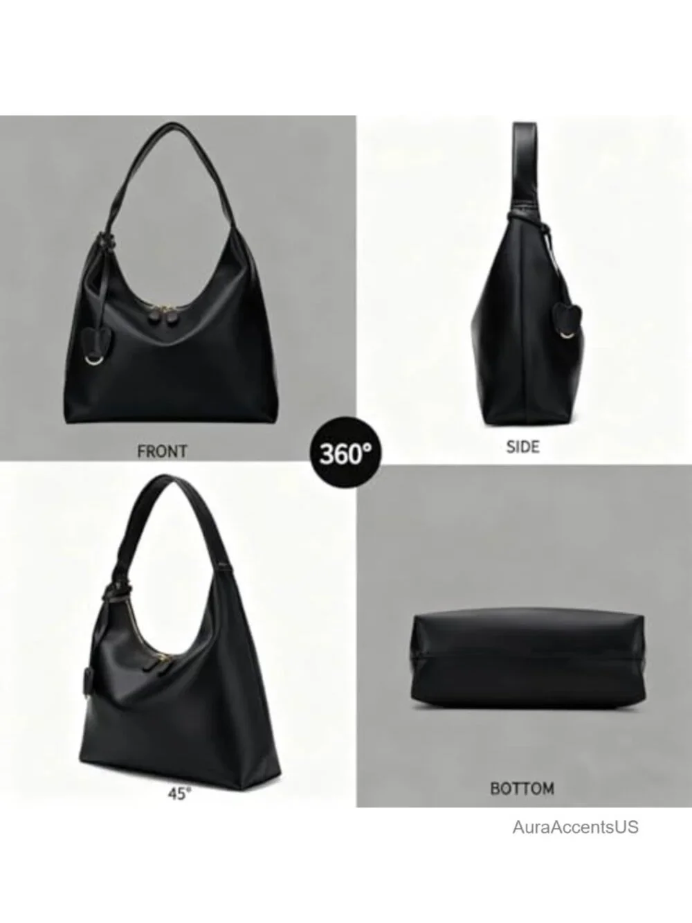 Women's Slouchy Hobo Purse Vegan Leather Shoulder Bag Crescent Tote Everyday